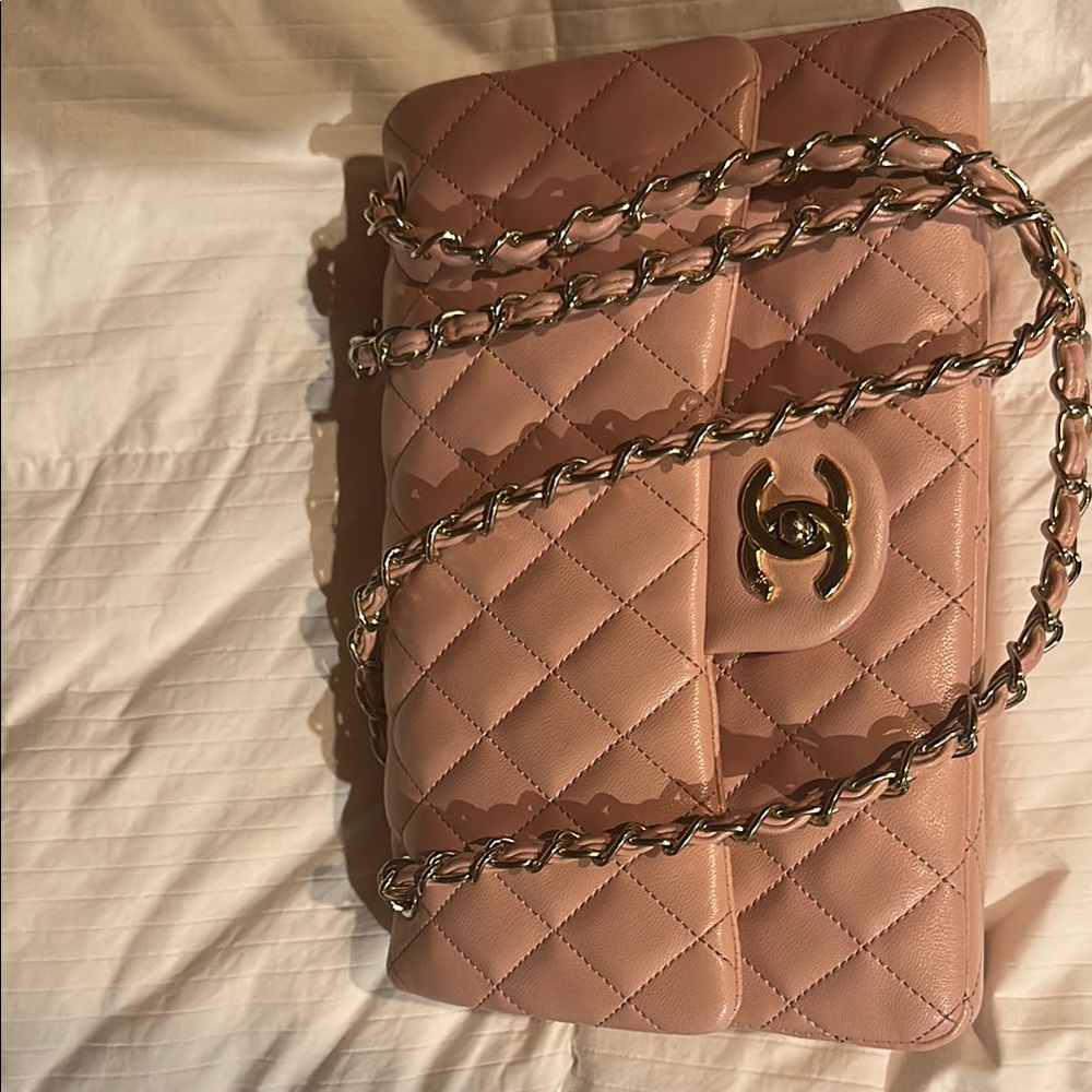 Chanel Pink Quilted Shoulder Bag with Chain Strap
